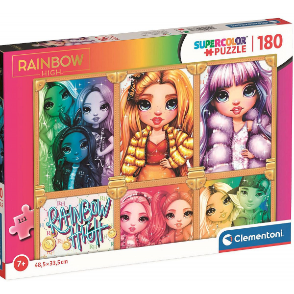 Puzzle carton 180 piese Clementoni Supercolor - Rainbow High, 29777, 7+ ani