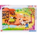 Puzzle carton 15 piese Clementoni Supercolor - Little farmers, diverse modele, 22233, 3+ ani