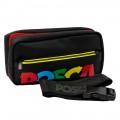 Borseta POSCA echipata, 2 fermoare, cu buzunar, 900065, negru, 16buc, 6x5M, 6x3M, 4x1MR