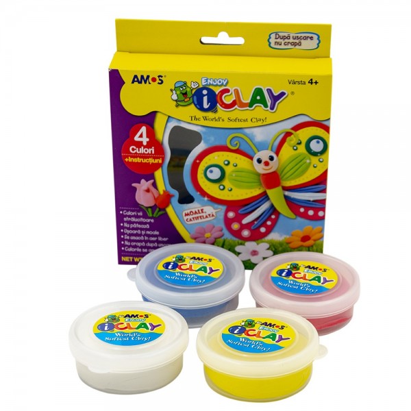 Plastilina Amos iClay IC18P4, 4x18g, set 4 culori