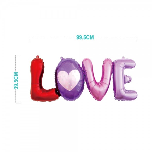 Balon din folie PartyGo Love, 39.5x99.5cm, mix colorat, FB1449