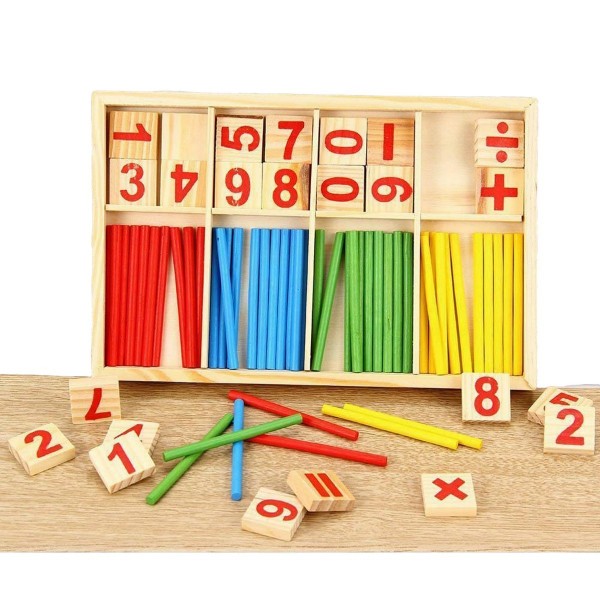 Joc educativ - Invata matematica - CNX, betisoare si cifre, din lemn, 72 de piese, multicolor, 3+ ani