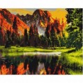 Set Pictura pe numere 40x50cm, Brushme - Apus de soare la munte - panza, cadru de lemn, pensule, culori acrilice, BS3348