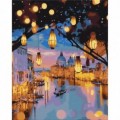 Set Pictura pe numere 40x50cm, Brushme - Noaptea la Venetia - panza, cadru de lemn, pensule, culori acrilice, BS24915