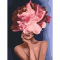 Set Pictura pe numere 40x50cm, Brushme - Fata gratioasa floare - panza, cadru de lemn, pensule, culori acrilice, BS34806