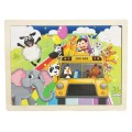 Puzzle lemn - Animale in Zoo Bus, 24 piese, CNX