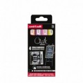 Set 4x Marker cu creta UNI Chalk PWE-5M ASSF16, 1.8-2.5mm, galben, roz, violet, portocaliu