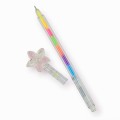 Pix cu gel CNX No.321, 0.8mm, cu capac, corp transparent, scris neon multicolor, model floare