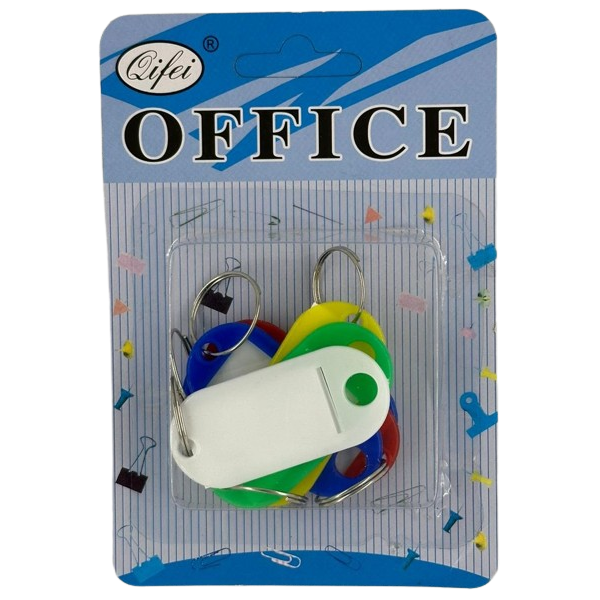 Etichete pentru chei Office Cover P-054, plastic, diverse culori, set 6 buc