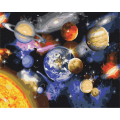 Set pictura pe numere 40x50cm, Brushme - Planetele in galaxie - pensule, culori, BS22268