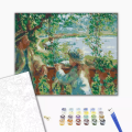 Set pictura pe numere 40x50cm, Brushme - Conversatie langa lac - pensule, culori, BS51430