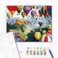 Set Pictura pe numere 40x50cm, Brushme - Baloane cu aer cald, colorate - panza, cadru de lemn, pensule, culori acrilice, BS6524