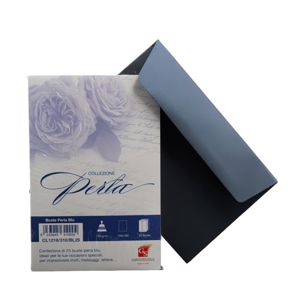 Plic color pentru invitatie Colorarte Perla, albastru perlat, 120g/mp, 120x180mm, set 25 buc