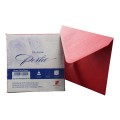 Plic color pentru invitatie Colorarte Perla, rosu perlat, 120g/mp, 145x145mm, set 25 buc