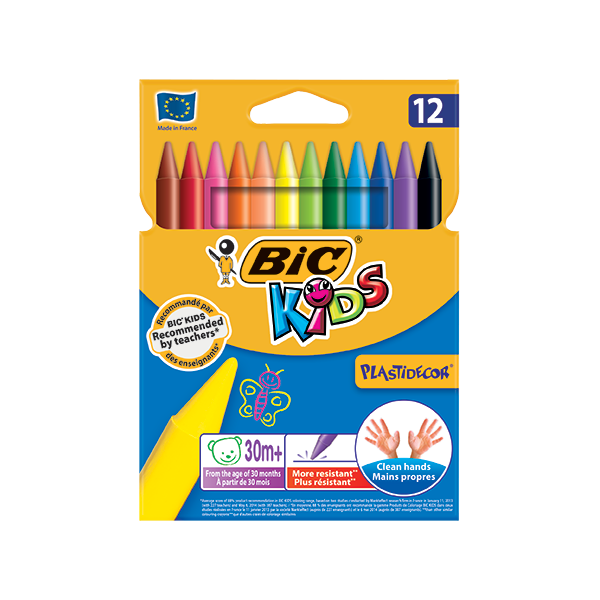Set 12 creioane colorate cerate BIC KIDS PLASTIDECOR