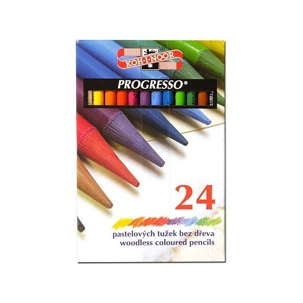 Creioane colorate Koh-i-noor fara lemn 24 culori PROGRESSO