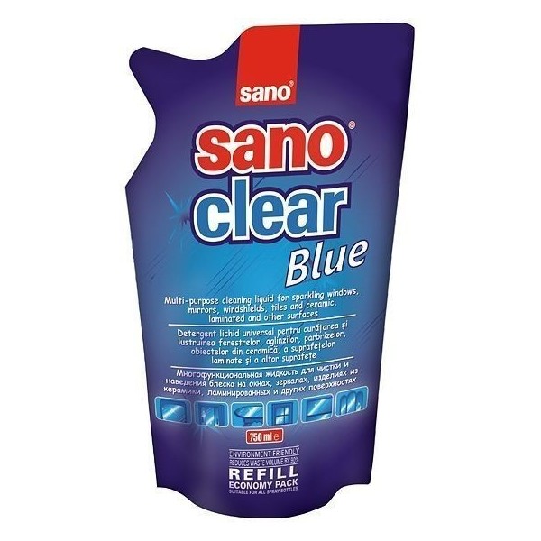 Rezerva detergent Sano 750ml Clear Blue Refill geamuri