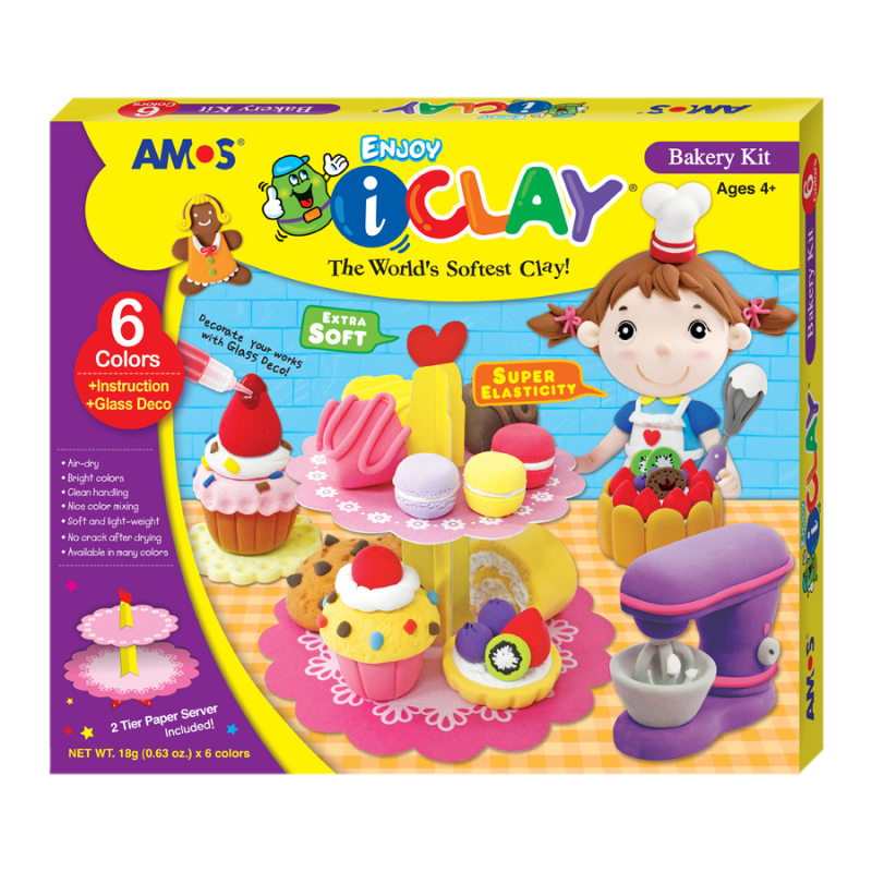 Set plastilina modelatoare Bakery iClay AMOS IC18P6BK Set plastilina modelatoare Bakery iClay AMOS IC18P6BK