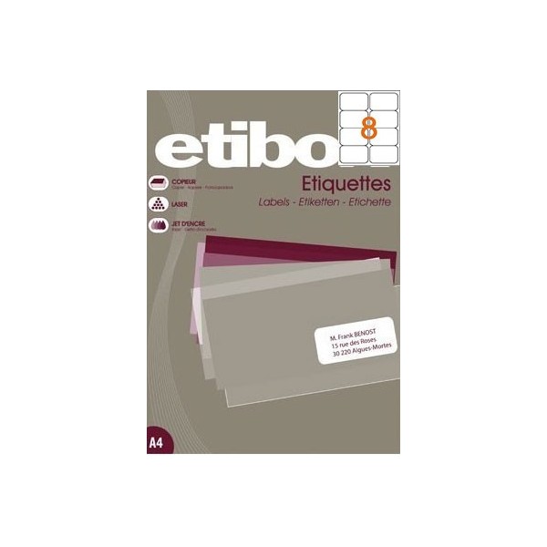 Etichete hartie autocolante 8/A4 99.1x67.7mm 100 coli Etibox 119764
