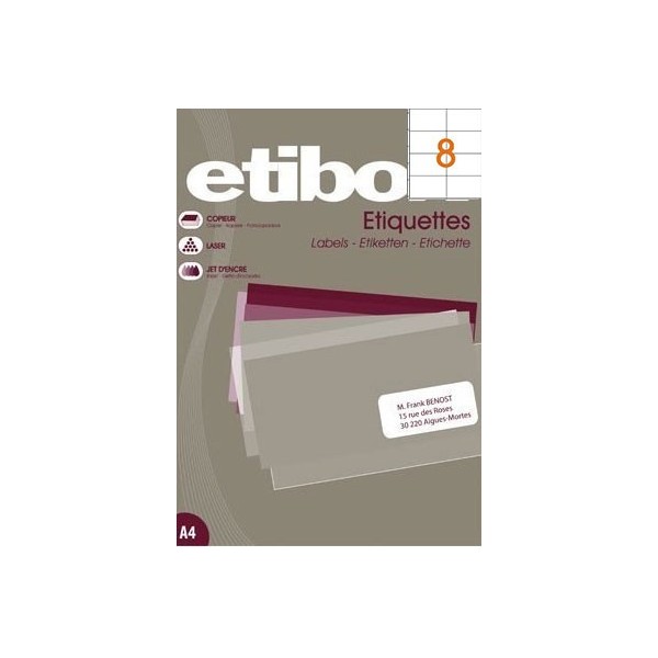 Etichete autocolante hartie 8/A4 105x70mm 100 coli Etibox