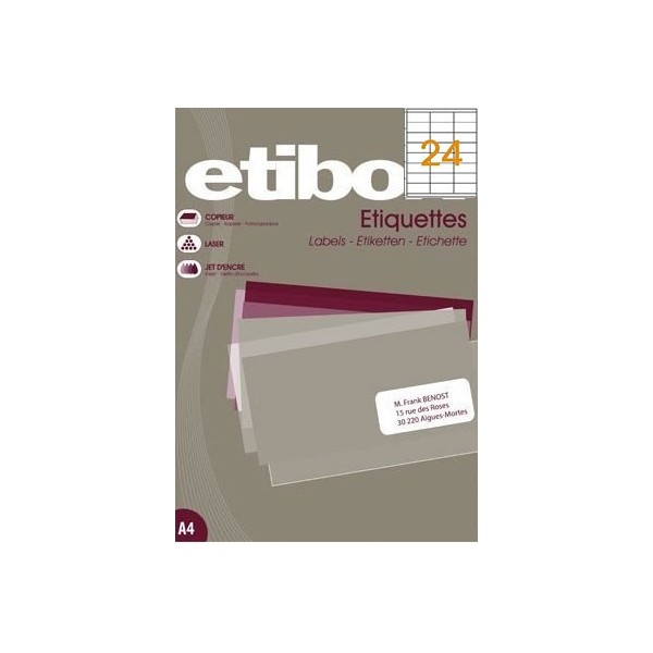 Etichete autocolantee pretaiate 24/A4 70x36mm 100 coli Etibox