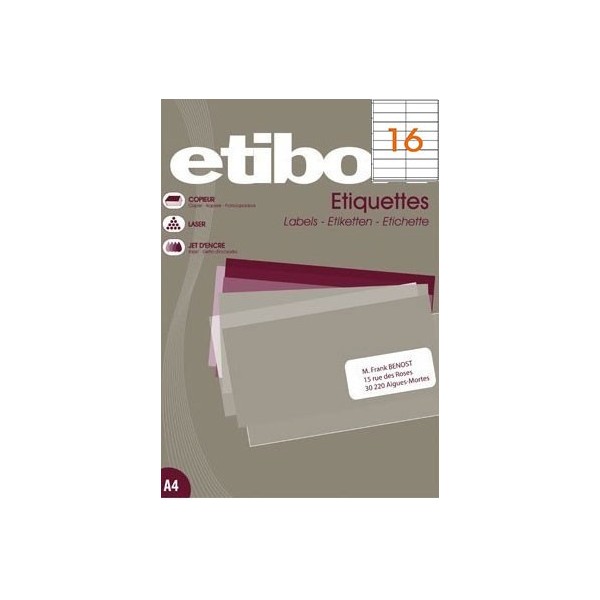 Etichete hartie autocolante pretaiate 16/A4 Etibox 105x35mm 100 coli