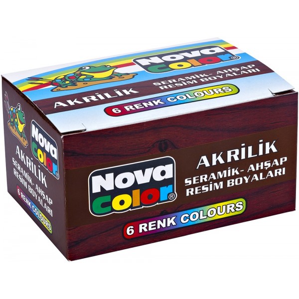 Set culori acrilice 6x30ml/borcan pvc Nova NC-180