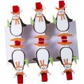 6 mini carlige decorative lemn Colorarte pinguin 3.5cm