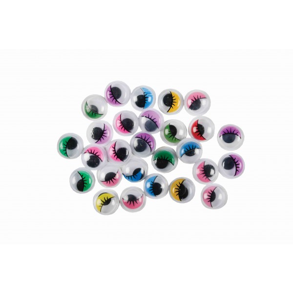 Ochisori mari Colorarte plastic 10 mm color gene 90 bucati/set